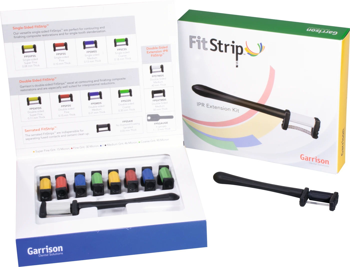 FitStrip™ Universal Set 1 IPR-Messstreifen, 4 einseitig, 6 beidseitig, 2 Griffe