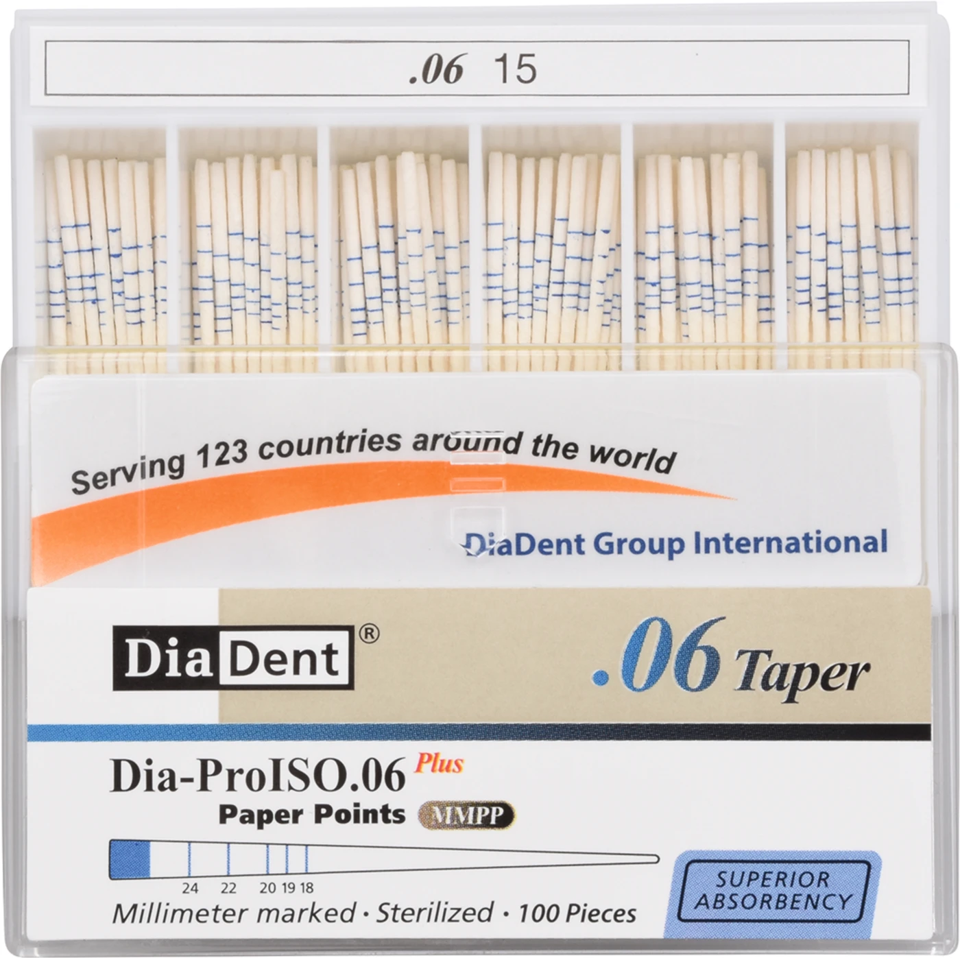 DiaDent® Dia-Pro Paper Points Packung 100 Stück Taper.06, ISO 015