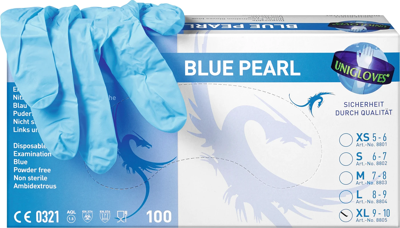 BLUE PEARL Packung 100 Stück puderfrei, blau, XL BLUE PEARL Packung 100 Stück puderfrei, blau, XL
