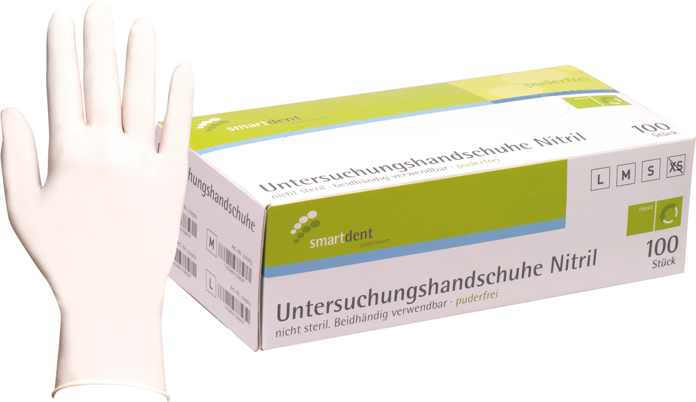 smart Nitrilhandschuhe Soft Packung 100 Stück puderfrei, weiß, XS