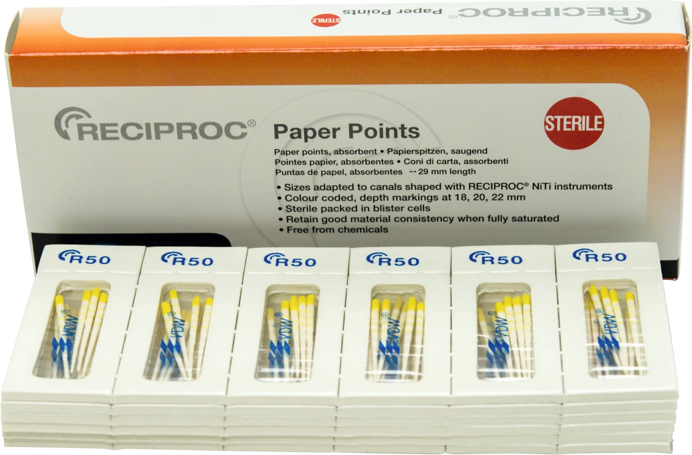 RECIPROC® Papierspitzen Packung 144 Stück ISO 050