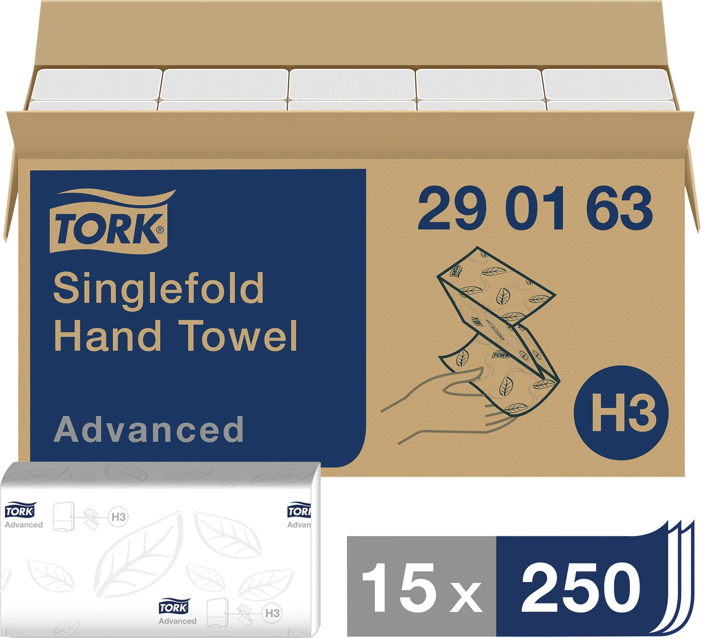 TORK® Zickzack Handtücher (V-Falz) H3 System Karton 15 x 250 Stück 2-lagig, hochweiß, 24,8 x 23 cm TORK® Zickzack Handtücher (V-Falz) H3 System Karton 15 x 250 Stück 2-lagig, hochweiß, 24,8 x 23 cm