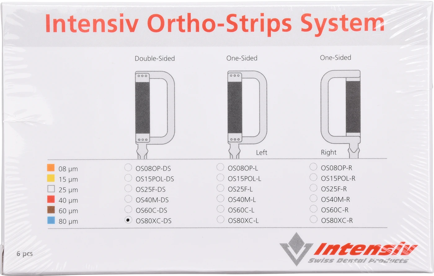 Ortho-Strips Double Sided Packung 6 Stück beidseitig diamantiert, blau mittel, 80 µm