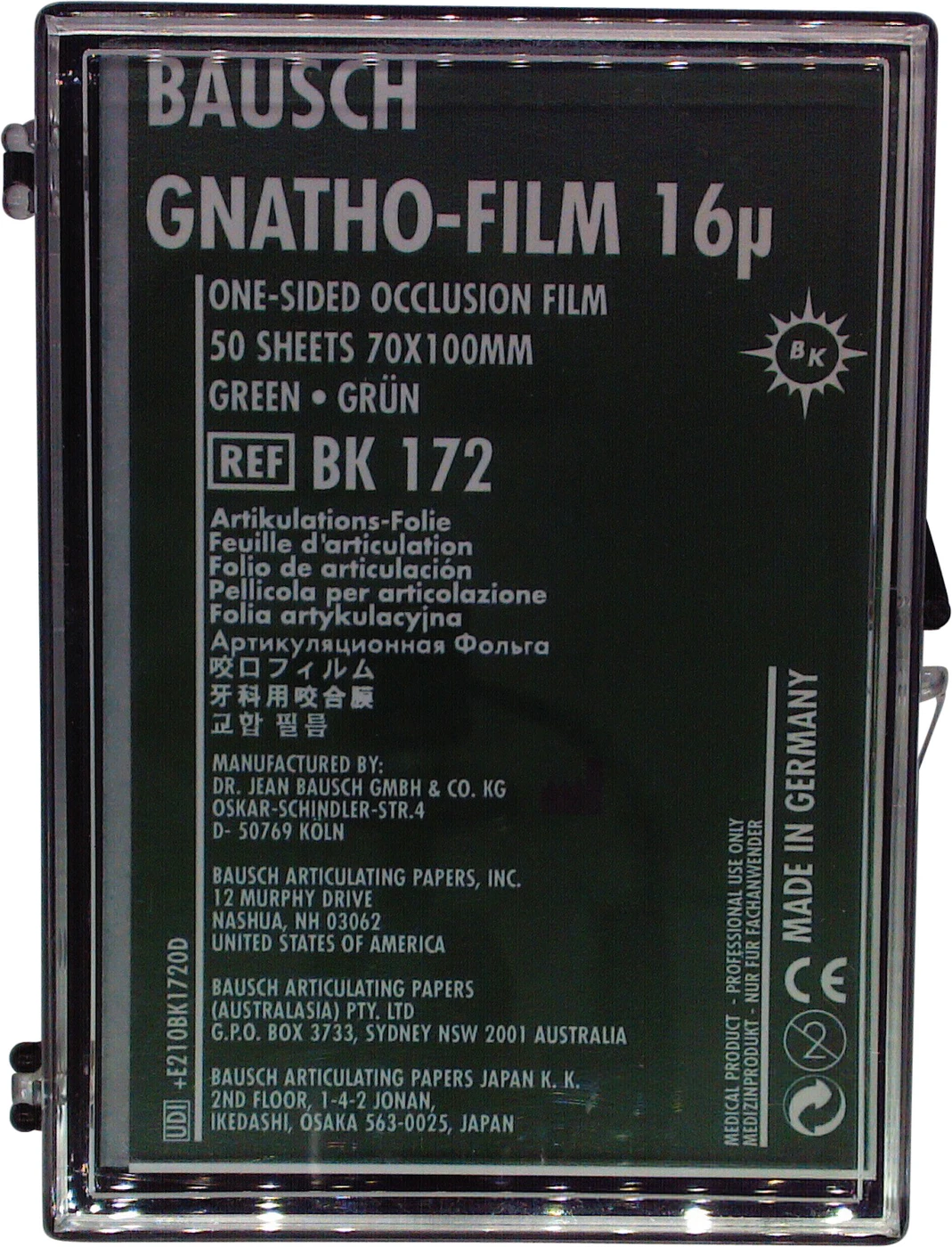 GNATHO-FILM 16µ Packung 50 Stück grün, 70 x 100 mm, einseitig, BK 172