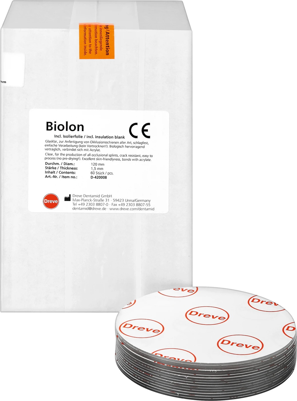 Biolon Packung 60 Stück klar-transparent, Ø 120 mm, Stärke 1,5 mm