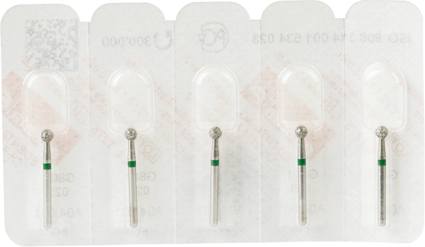 Diamanten 801 Packung 5 Stück grün grob, FG, Figur 001 Kugel, ISO 023