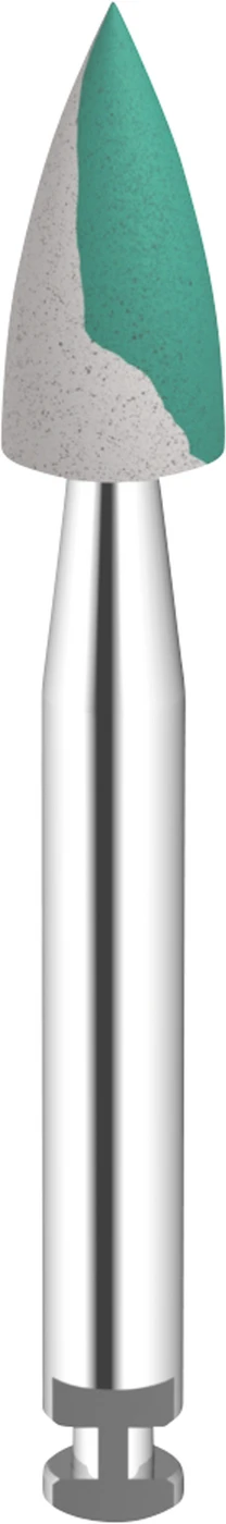Omnipol für Zirkon gesintert Stück grün/weiß x-grob, Flamme klein, RA, Kopflänge: 7 mm, Ø 3,3 mm