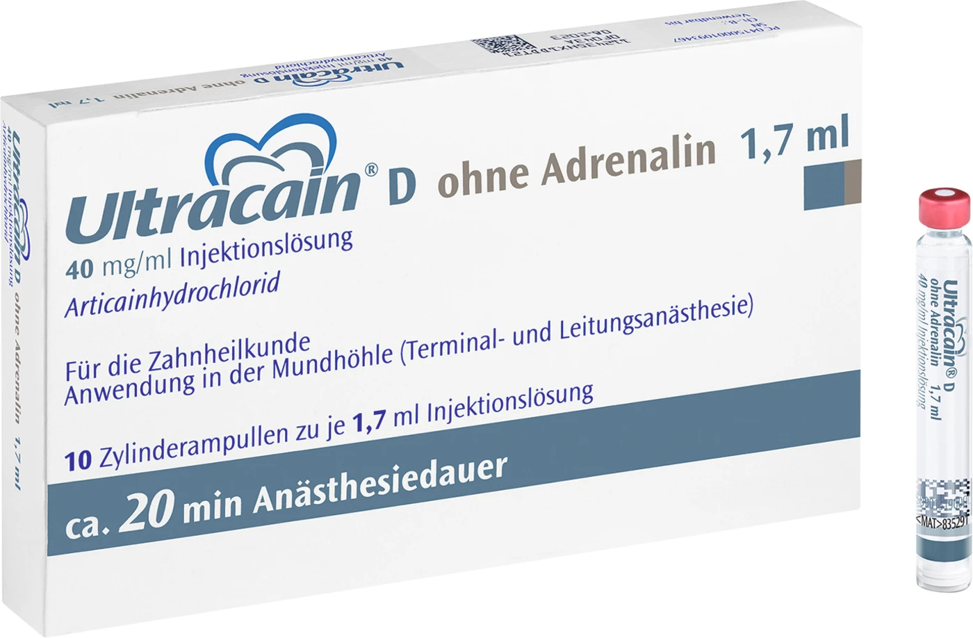 Ultracain® D ohne Adrenalin Packung 10 x 1,7 ml Zylinderampulle