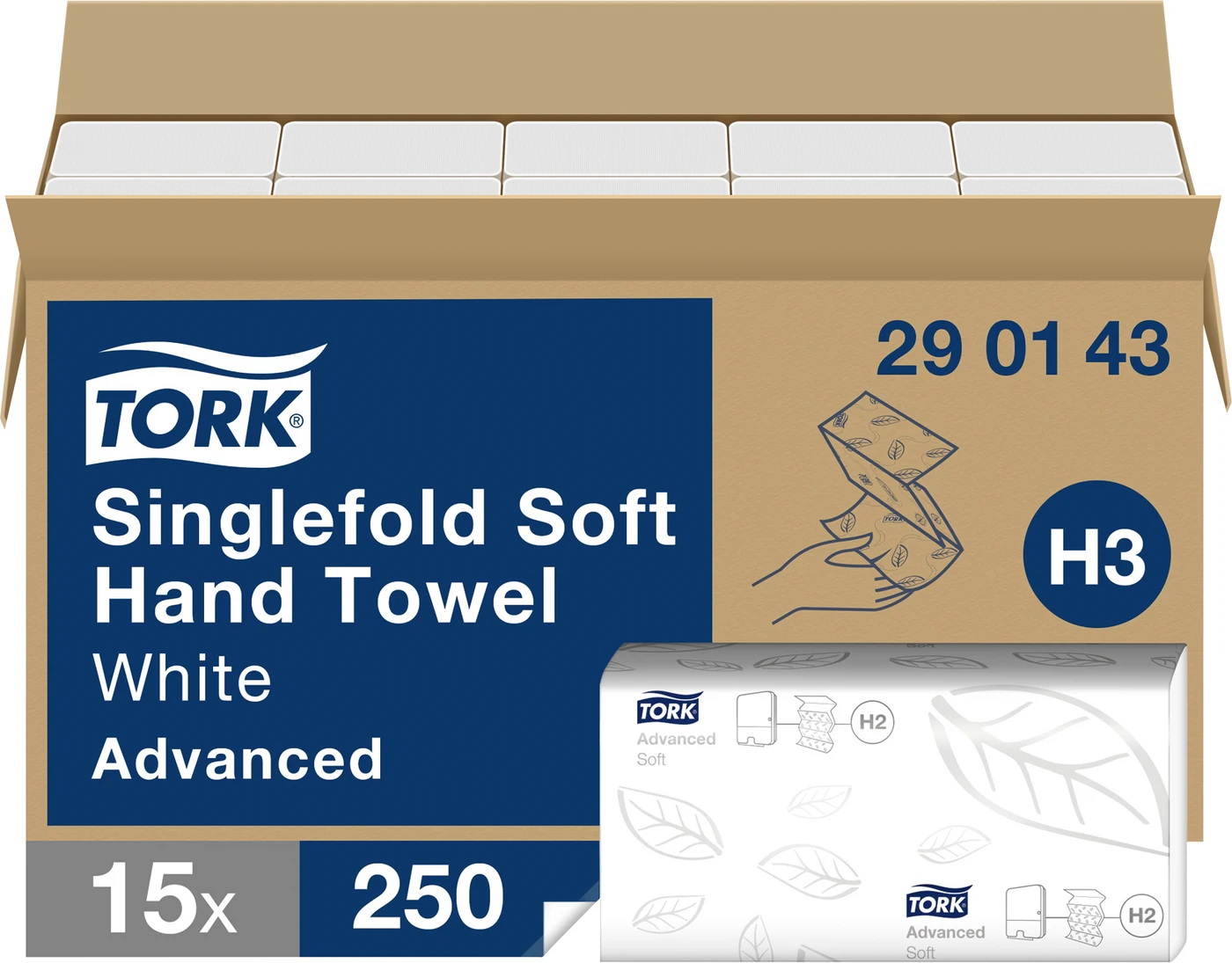TORK® Zickzack Handtücher Advanced Karton 15 x 250 Stück 2-lagig, weiß