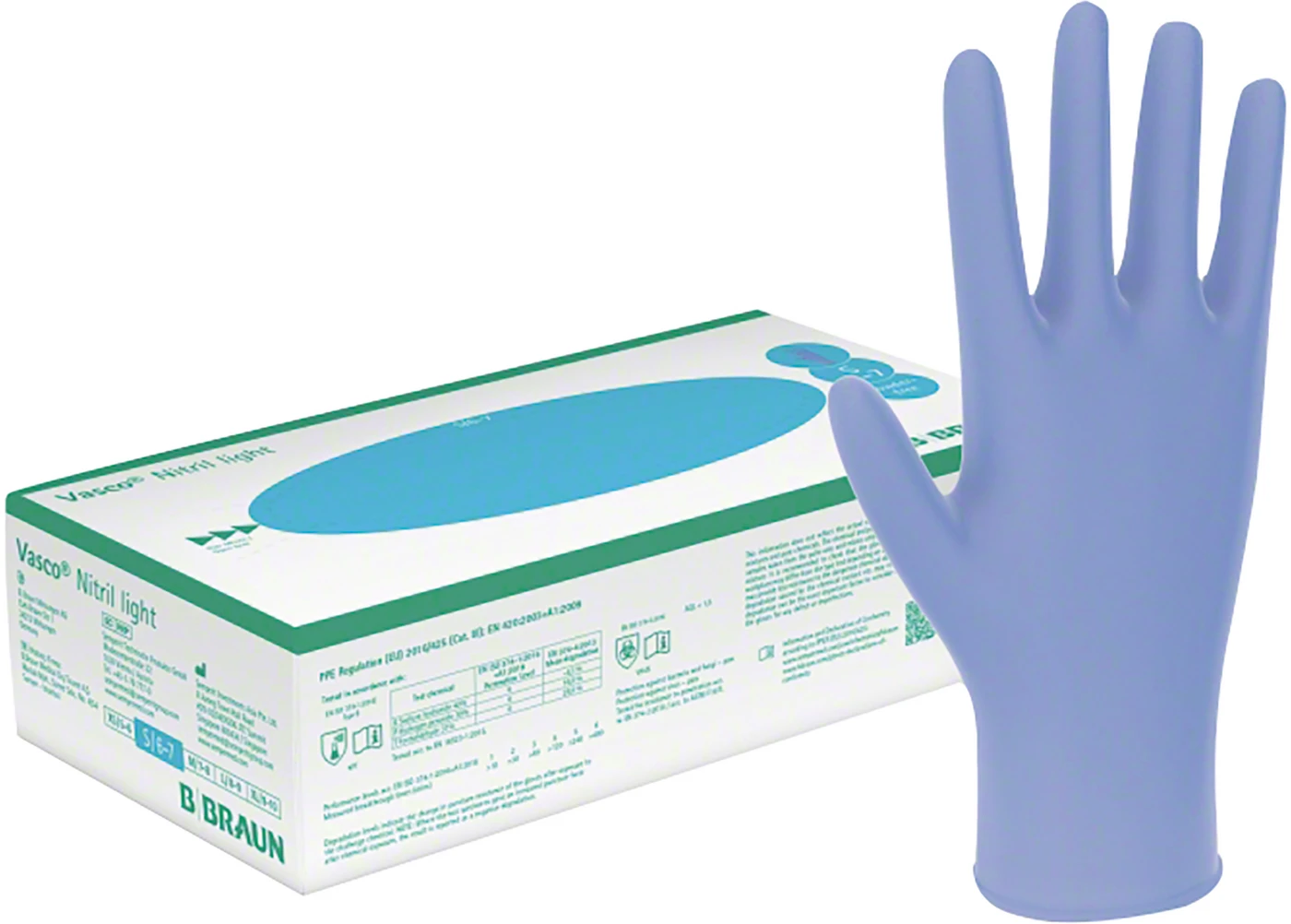 Vasco® Nitril light Packung 100 Stück puderfrei, blau, S Vasco® Nitril light Packung 100 Stück puderfrei, blau, S
