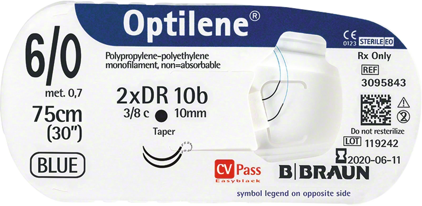 Optilene® Packung 12 Stück 45 cm, USP 5/0, DSMP16 Optilene® Packung 12 Stück 45 cm, USP 5/0, DSMP16